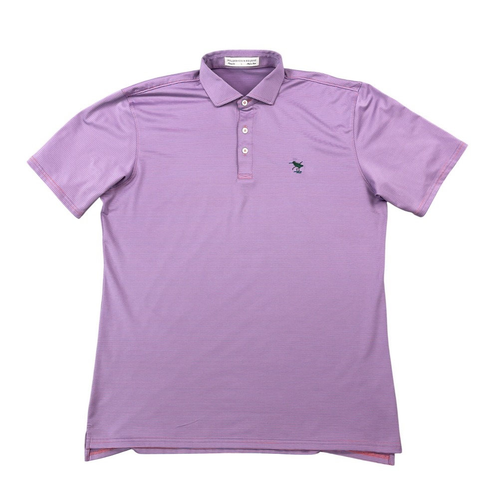 Holderness & Bourne The Perkins Polo Shirt Mens L Purple Pink Stripe The Creek